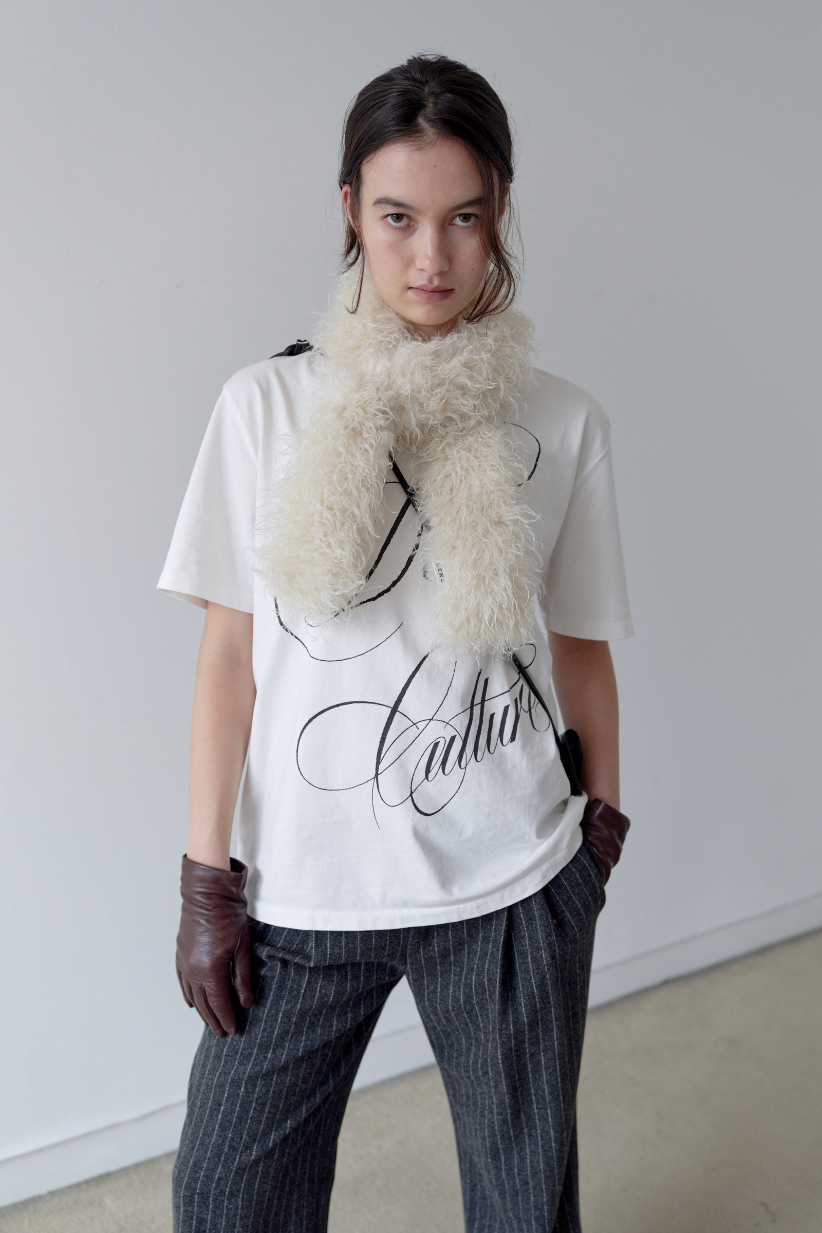 小物 LIMI feu mohair muffler Kiva Fur Muffler Ivory - DERS