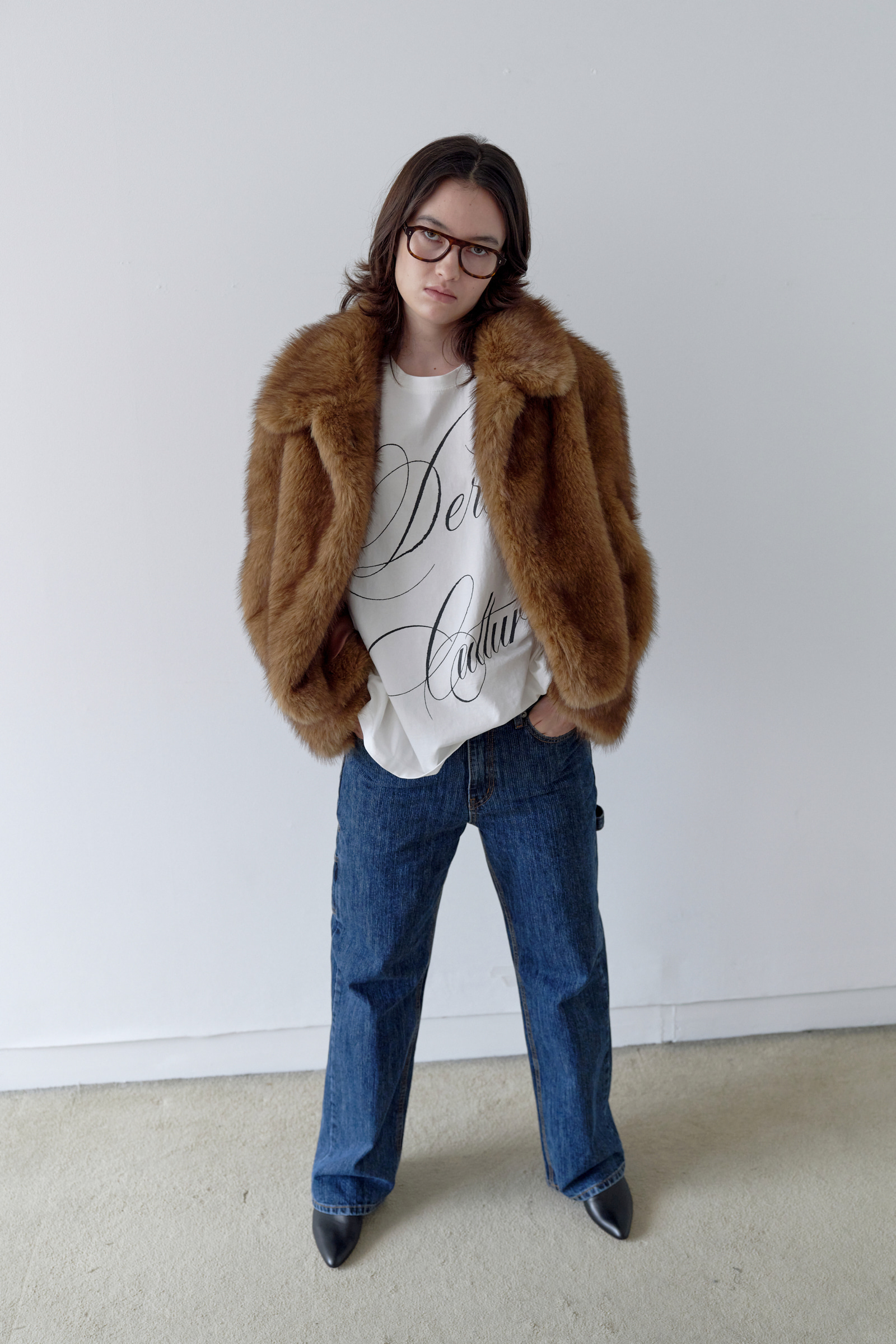 Bambi Fur Short Jacket Brown - DERS