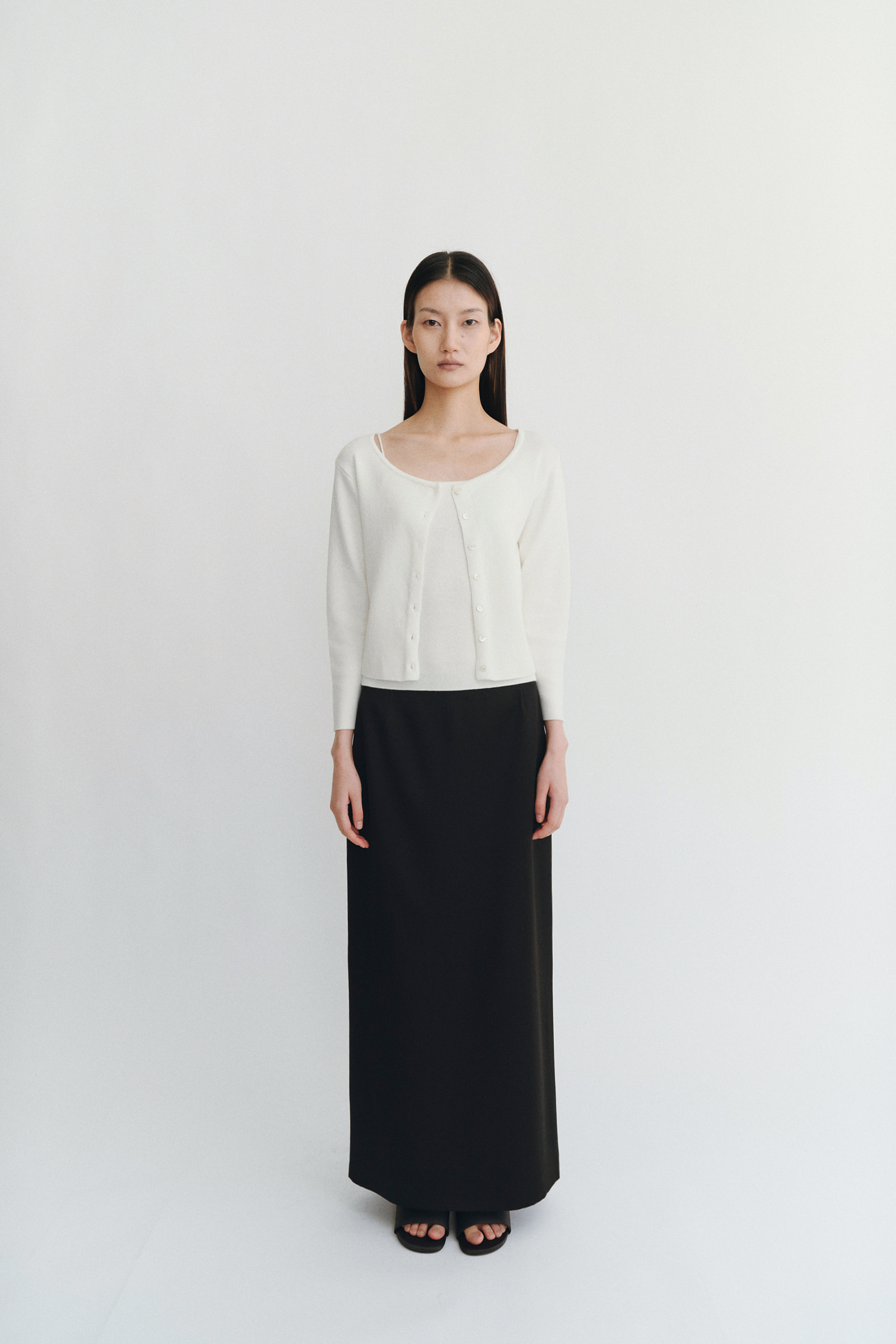 Claire Basic Top & Cardigan Ivory - DERS