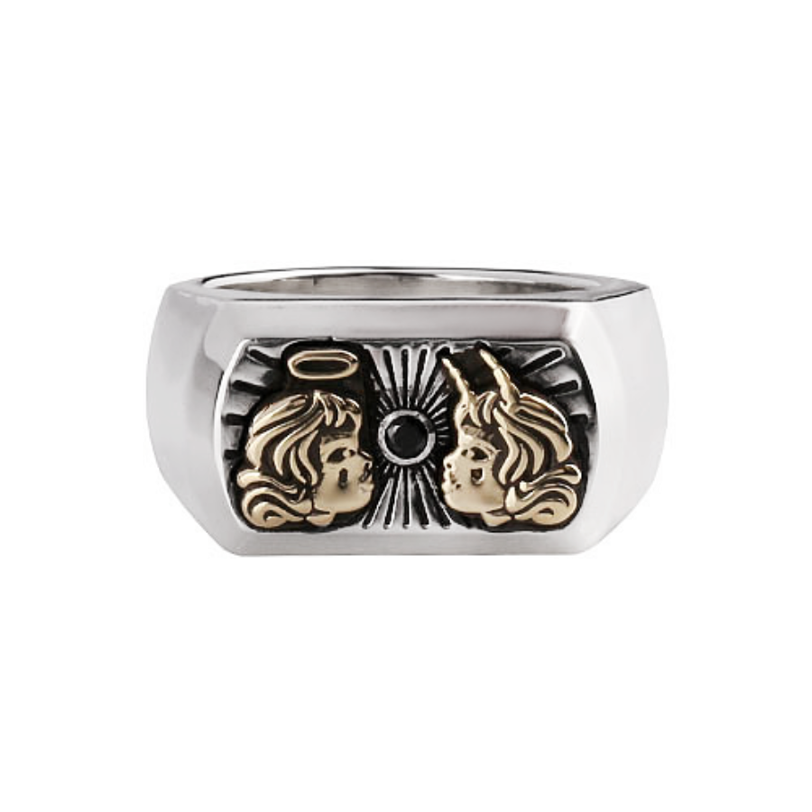 Anonymous Artisan Angel & Devil Ring – Oldschool Tattoo Inspired Silver ...