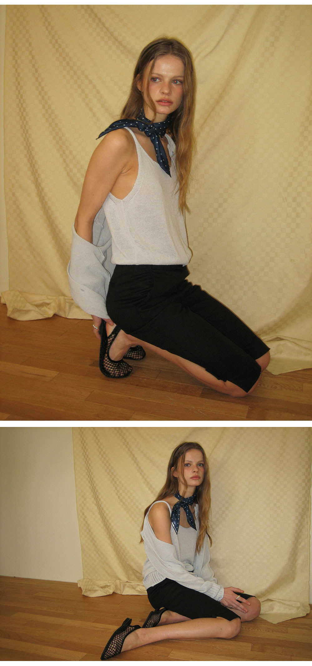 DOLLY SLEEVELESS CARDIGAN SET - SKYBLUE BLUE