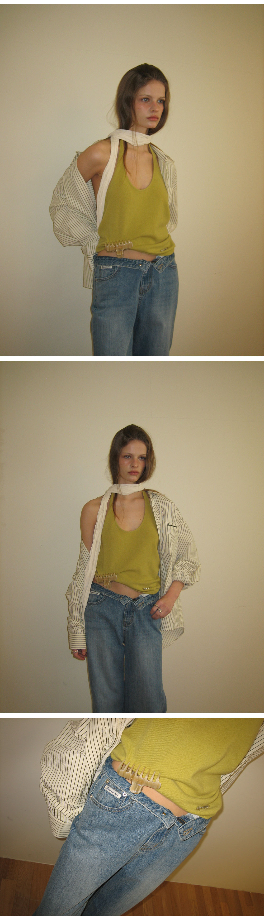 HAY WOOL HALTER LAYERED SLEEVELESS - RED - 2 COLORS OLIVE