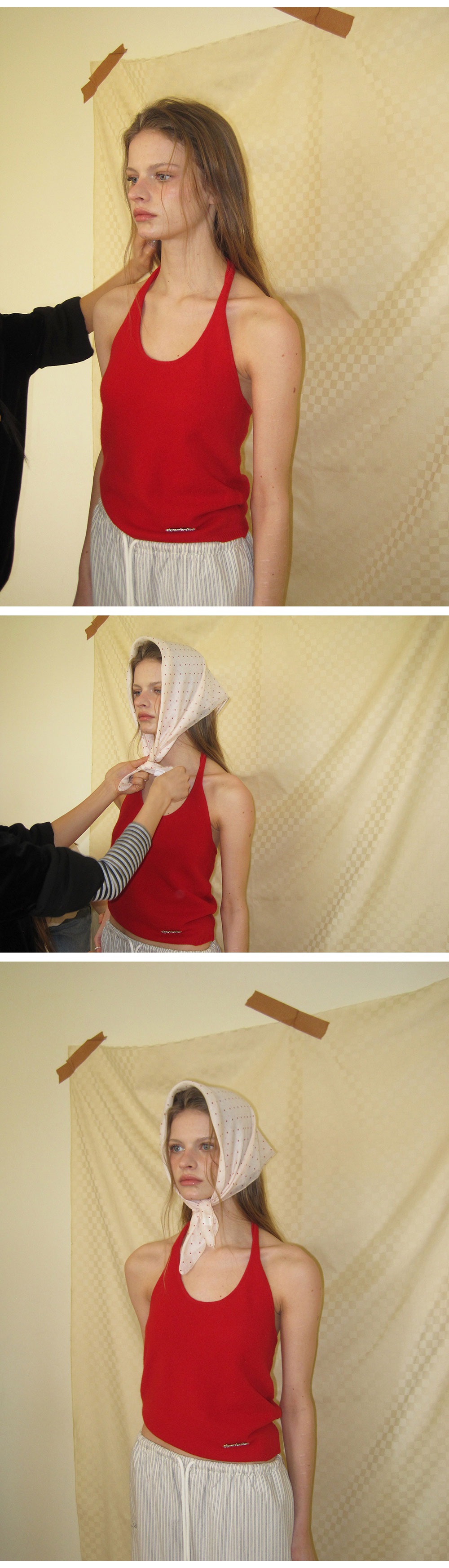 HAY WOOL HALTER LAYERED SLEEVELESS - RED - 2 COLORS RED