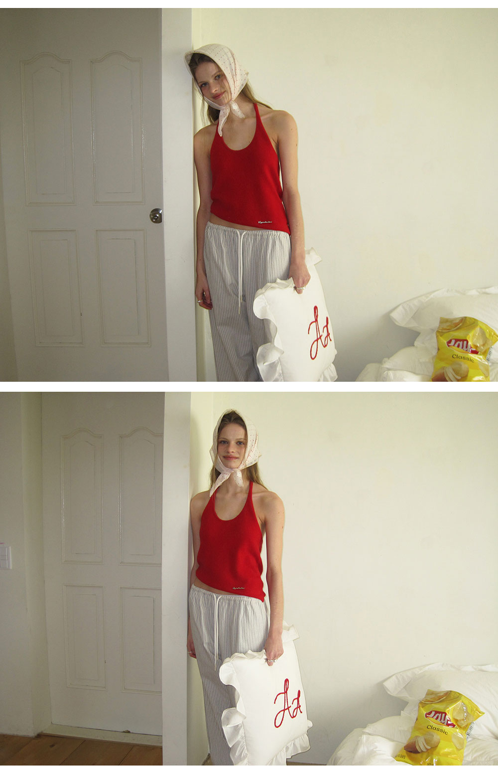 HAY WOOL HALTER LAYERED SLEEVELESS - RED - 2 COLORS RED