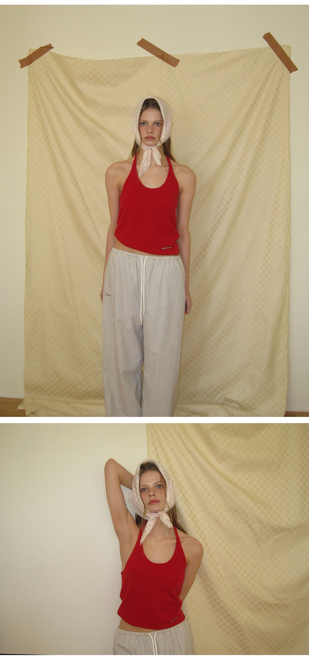 HAY WOOL HALTER LAYERED SLEEVELESS - RED - 2 COLORS RED