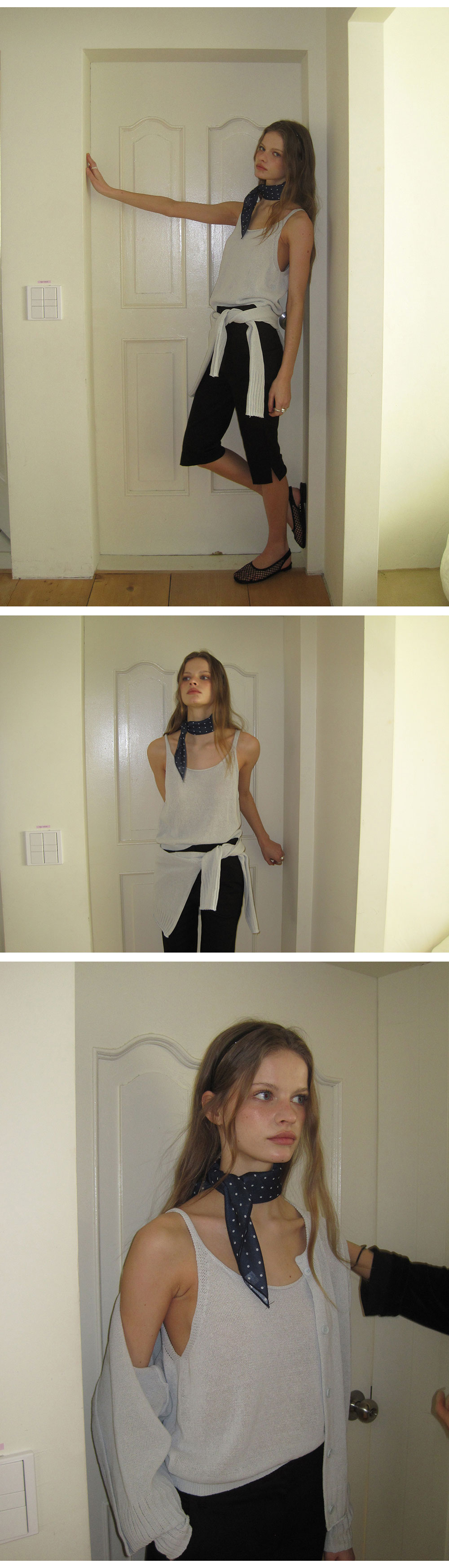 DOLLY SLEEVELESS CARDIGAN SET - SKYBLUE BLUE