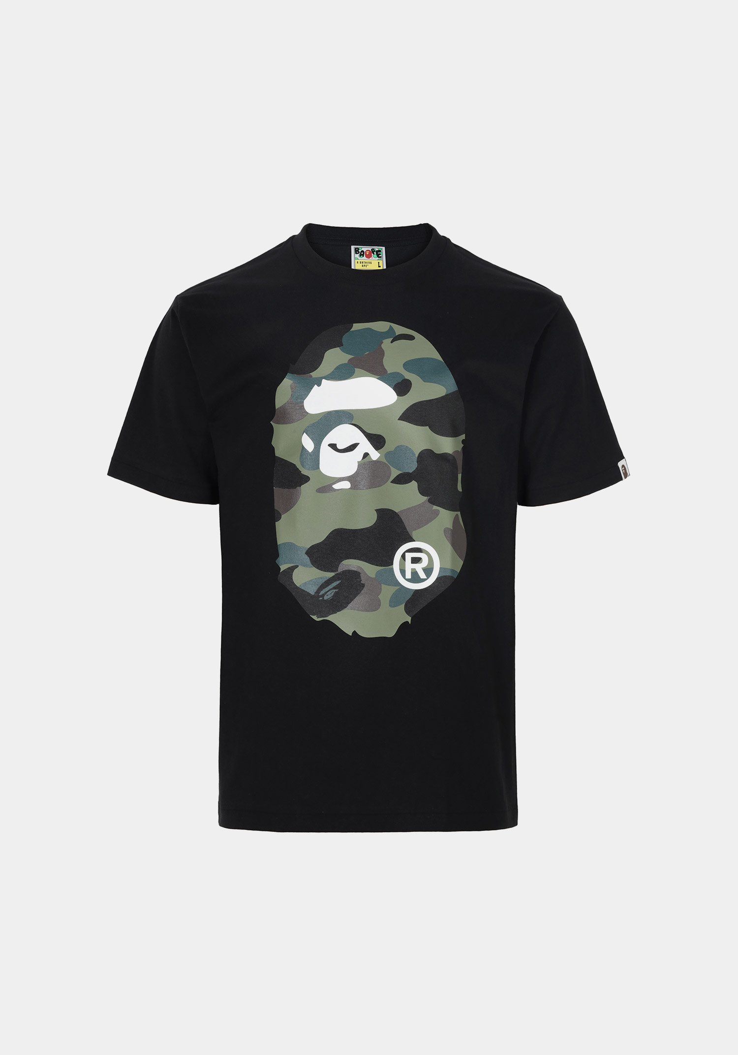 Bape 베이프 블랙 그린 1ST 카모 빅 에이프 헤드 티셔츠 001TEM301015M BLACK GREEN