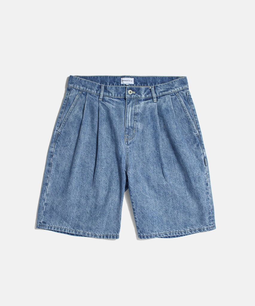 Espionage Double Pleats Denim Shorts Light Indigo