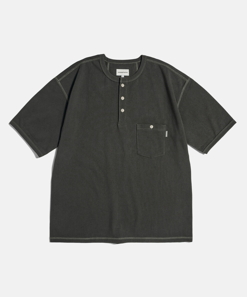 Wide Henley Pocket Tee Vintage Black