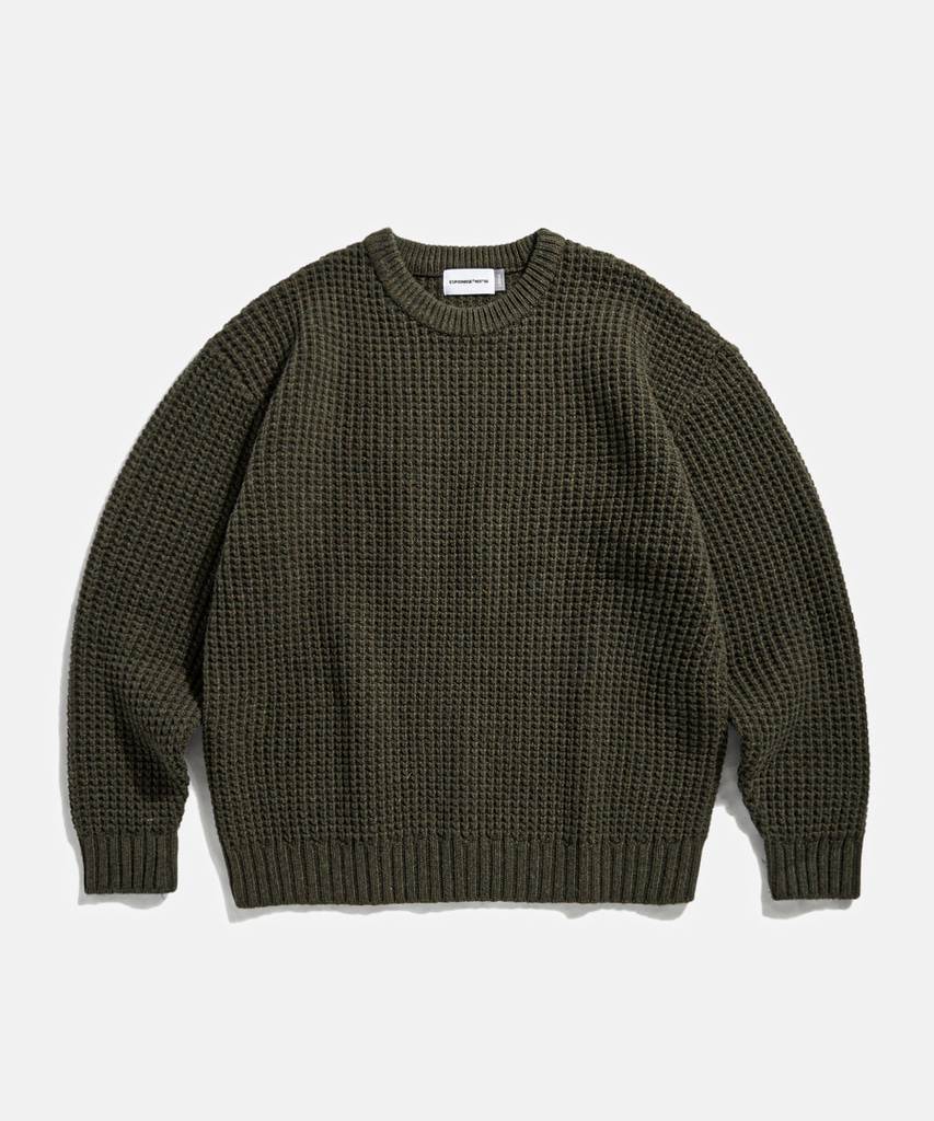 Espionage Heavyweight Waffle Knit Sweater Olive