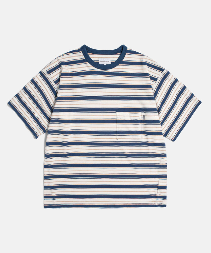 Multi Border Pocket Tee Blue