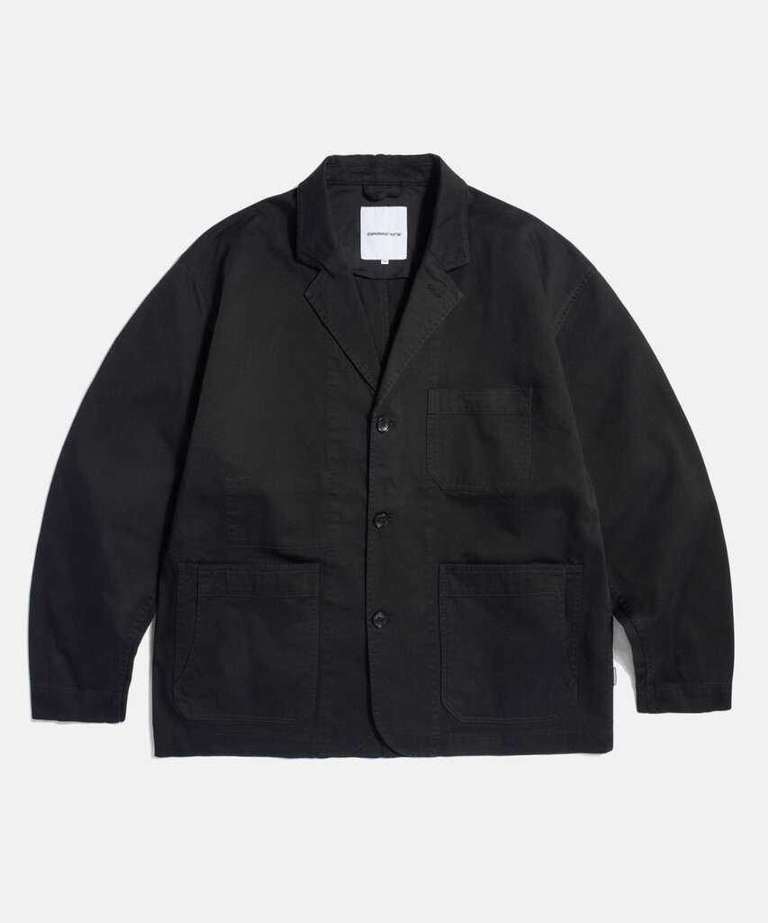 Espionage Cotton Notched Jacket Black