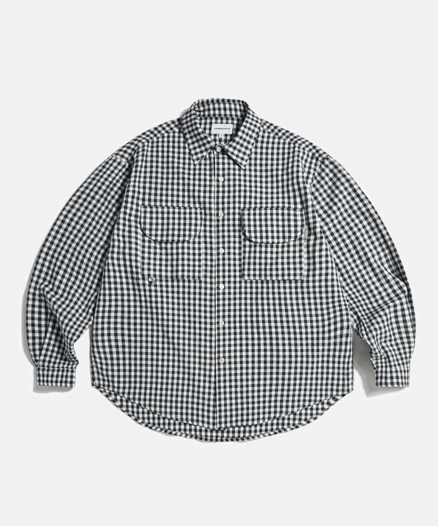 Double Pocket Gingham Shirt Navy
