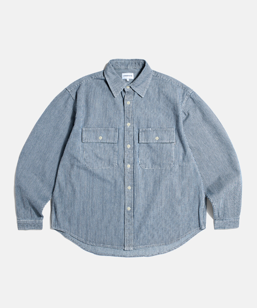 Hickory Stripe Work Shirt Blue