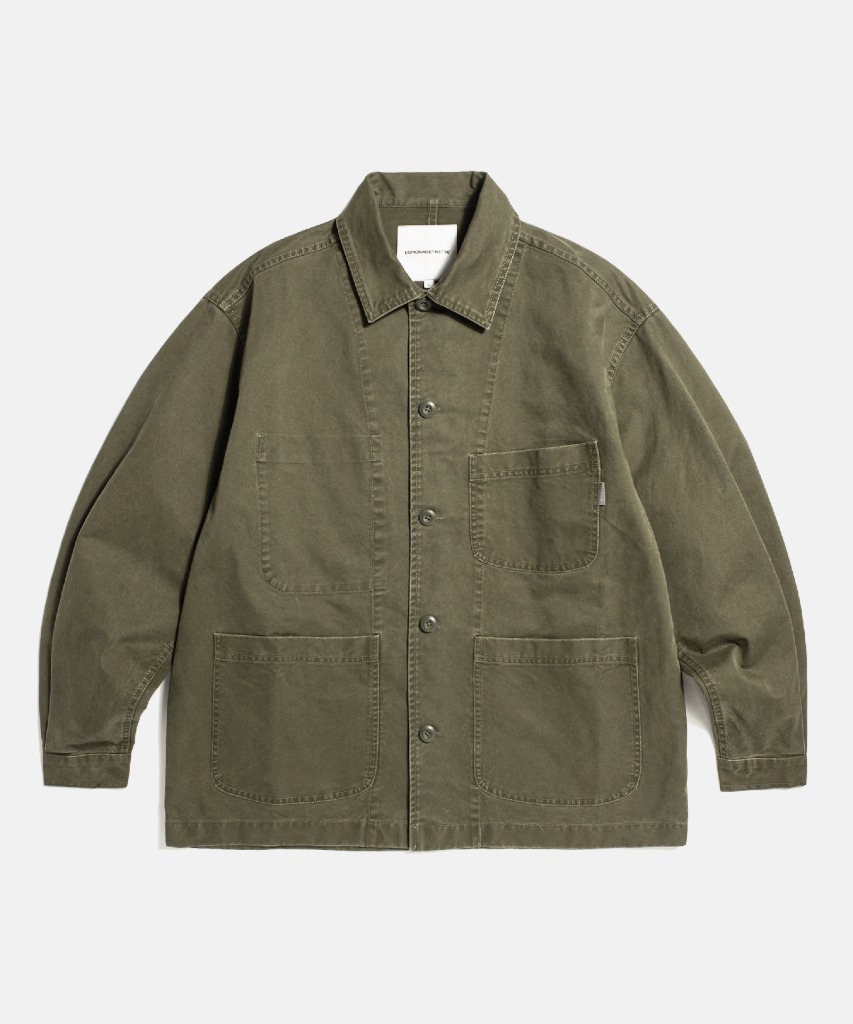 Espionage French Wide Work Jacket (Moleskin) Washed Olive