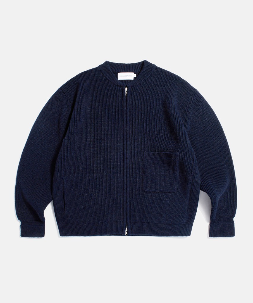 Espionage Miller Heavyweight Zip Knit Jacket Navy