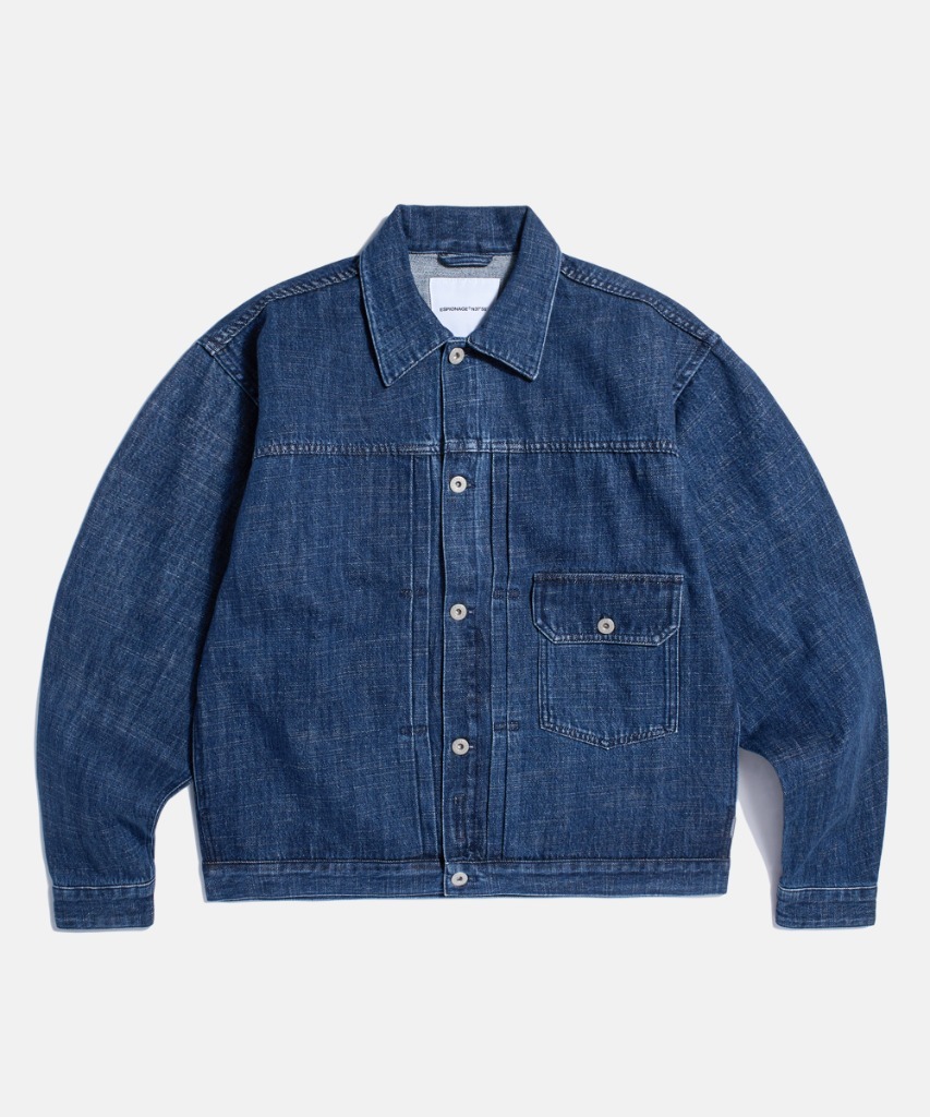 Espionage (JPN Fabric)Type 1 Kaihara Denim Trucker Jacket Mid Indigo