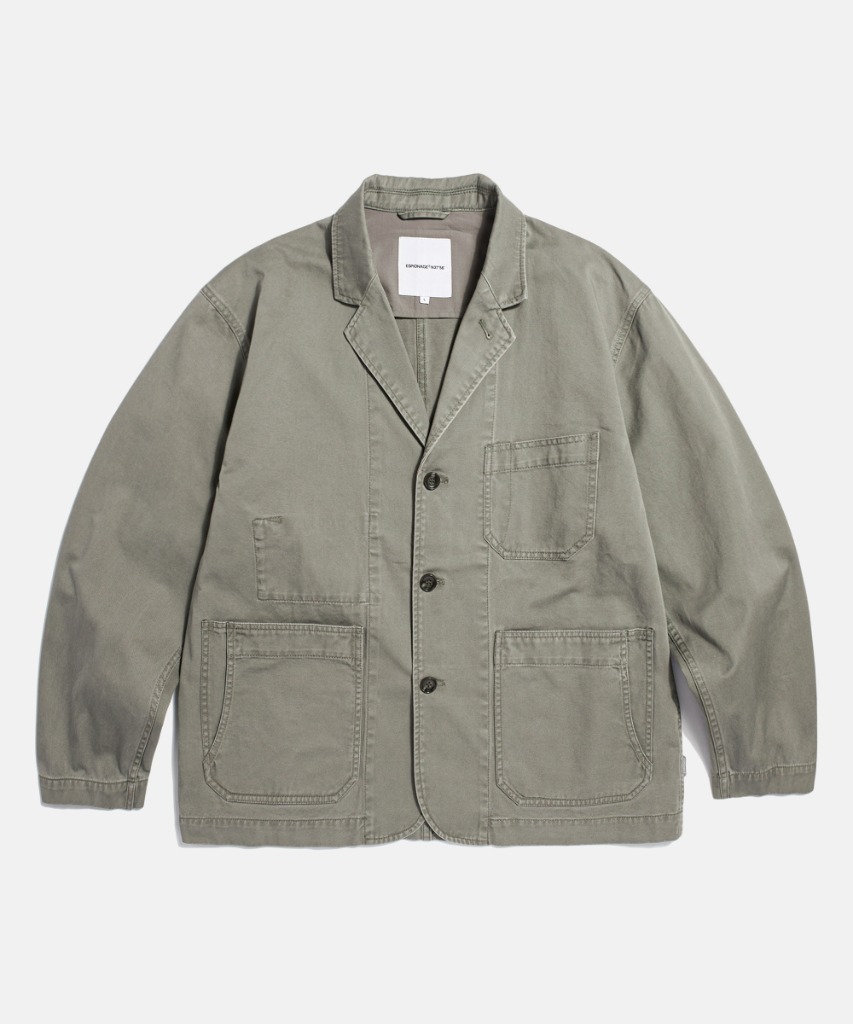 Espionage Cotton Notched Jacket Dark Beige