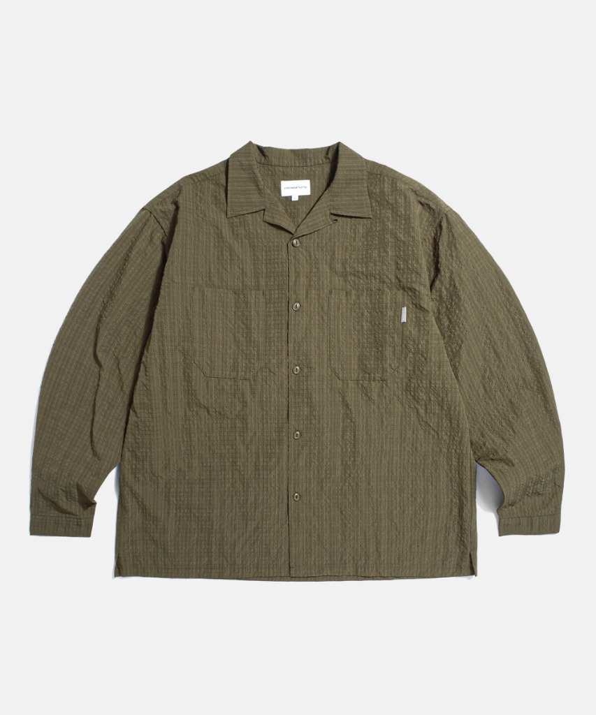 Espionage Checked Seersucker Open Collar Shirt