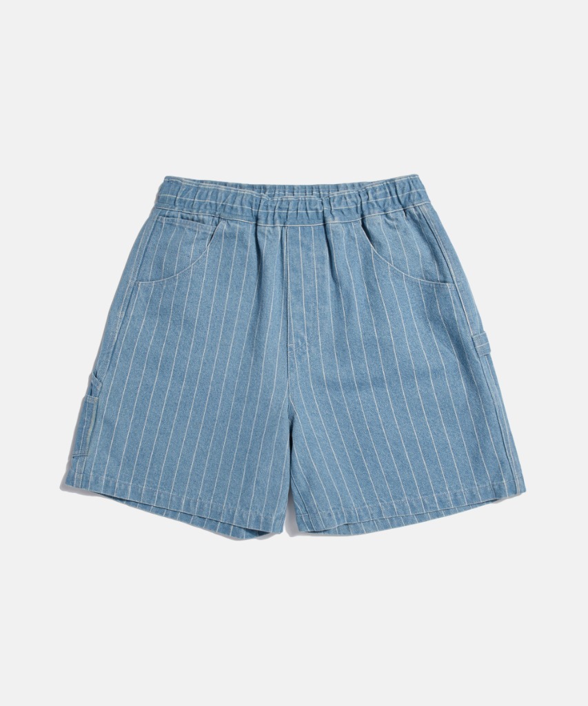 Espionage Stripe Denim Painter Shorts Light Indigo