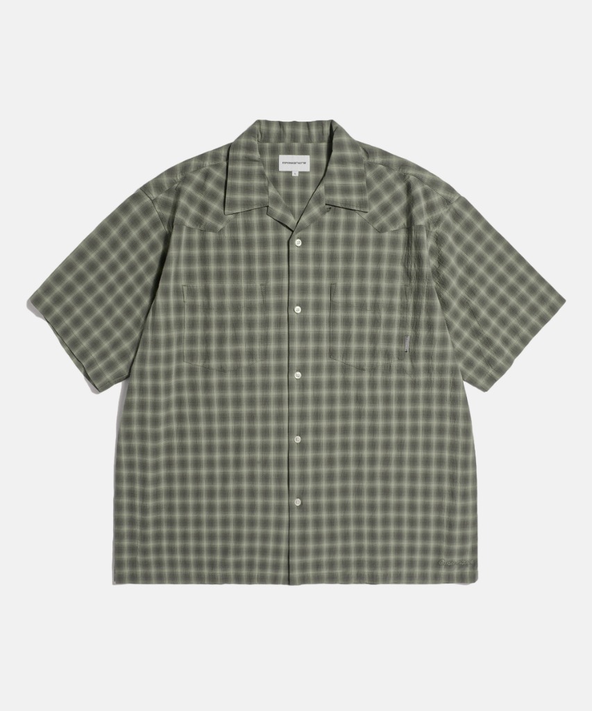 Textured Check Western S/S Shirt Dark Grey
