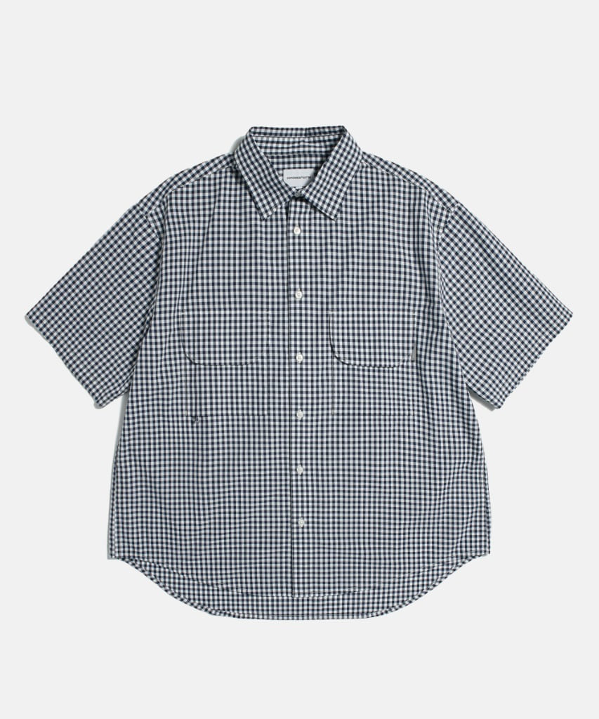 Double Pocket Gingham S/S Shirt Navy