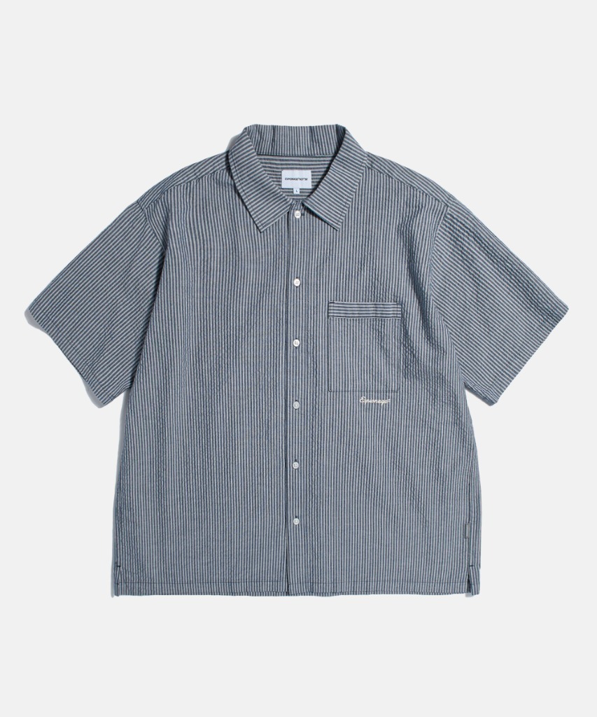 Stripe Seersucker Resort Shirt Navy