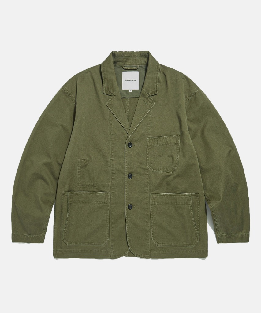 Cotton Notched Jacket Olive
