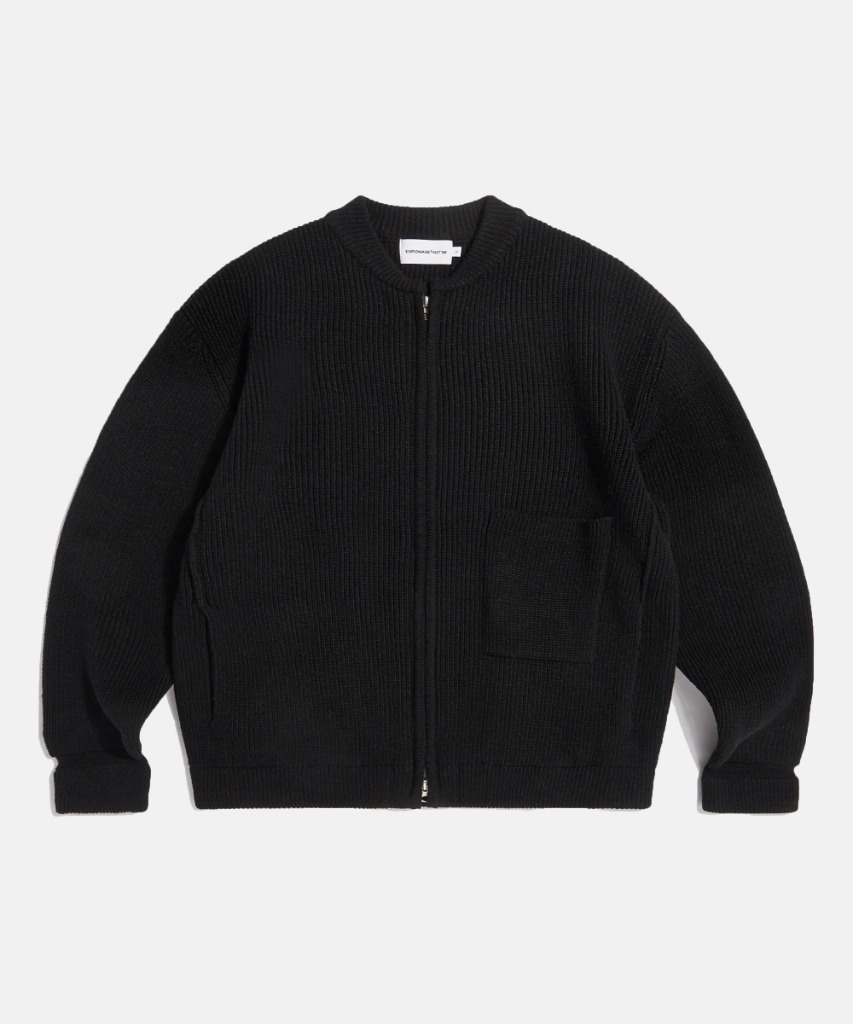 Miller Heavyweight Zip Knit Jacket Black