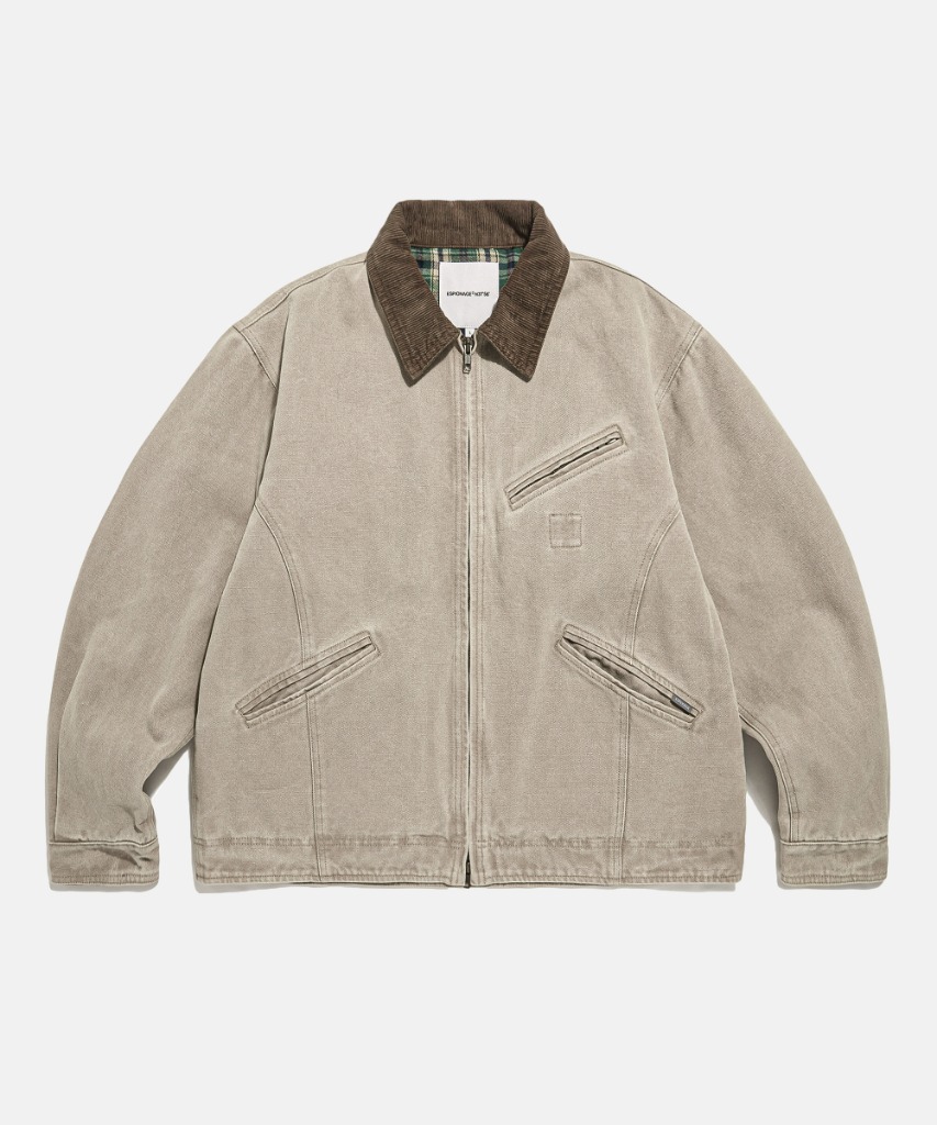 Washed Canvas Blouson Jacket Stone Beige