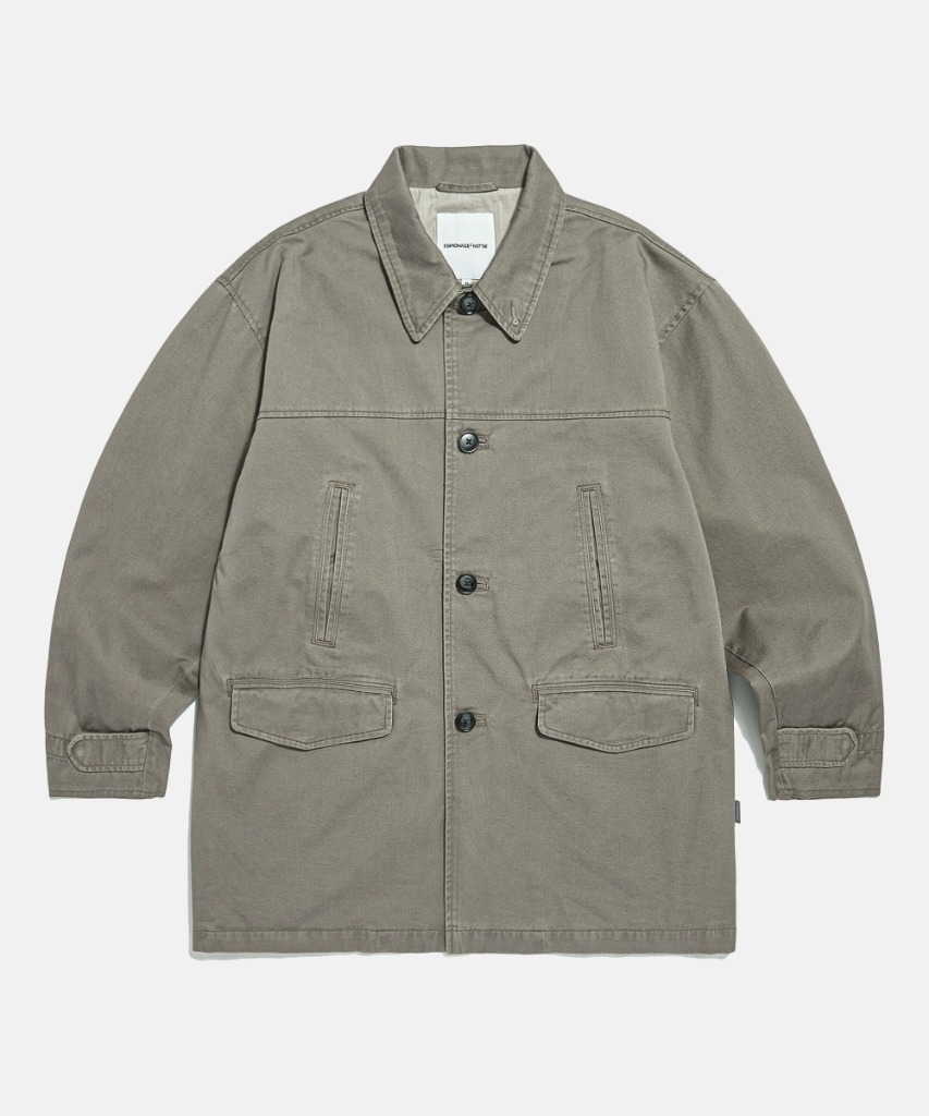 Washed Cotton Car Coat Dark Beige