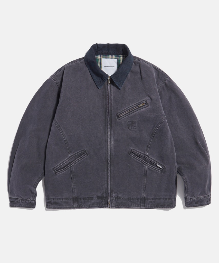 Washed Canvas Blouson Jacket Charcoal Navy