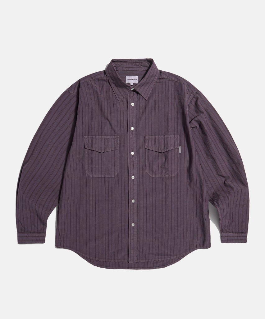 Overdyed Stripe 2 Pocket Shirt Purple