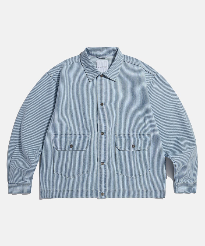 <strong>09.14 11:00 OPEN</strong> <br/>Hickory Stripe Trucker Shirt jacket Light Blue
