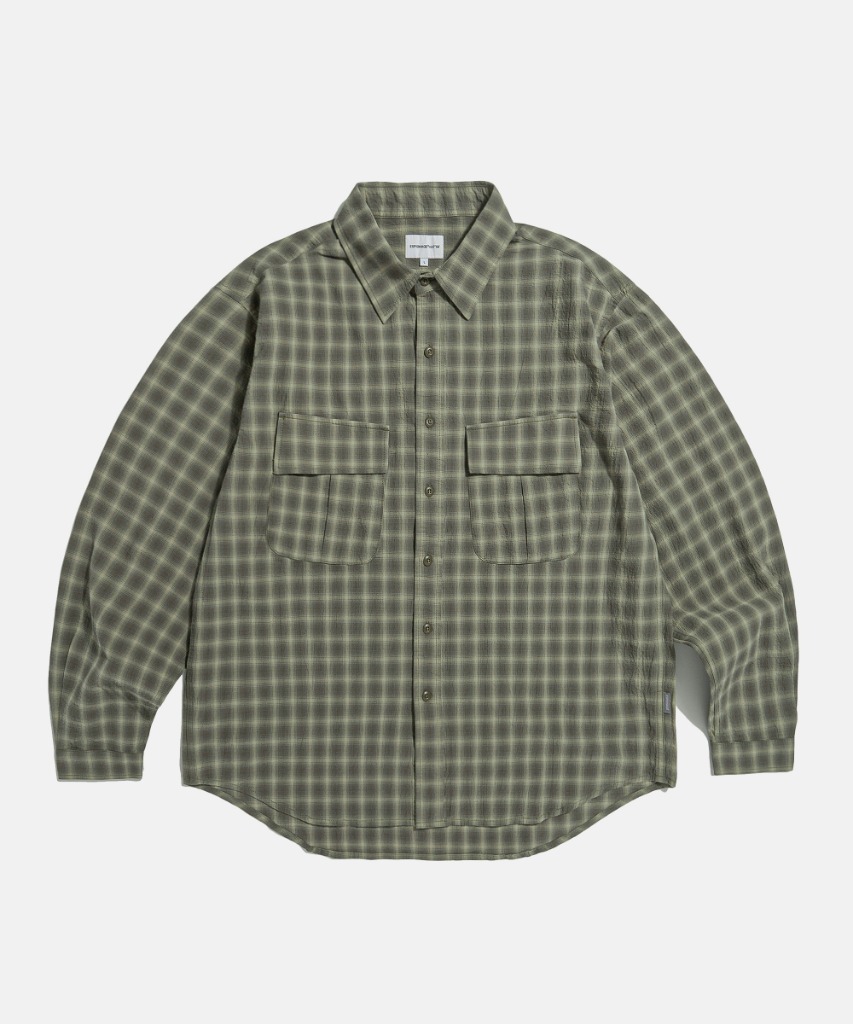 <strong>09.14 11:00 OPEN</strong> <br/>Checked Jungle Fatigue Shirt Dark Grey