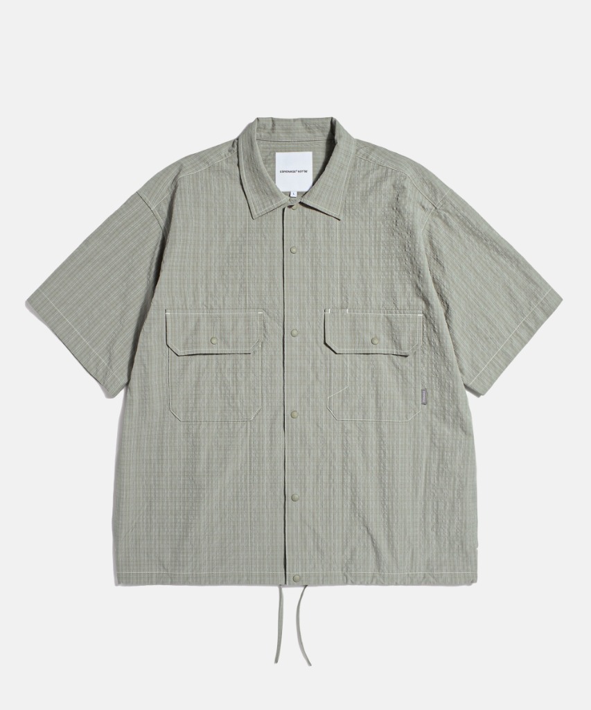 Washer Checked Shirt Jacket Warm Grey