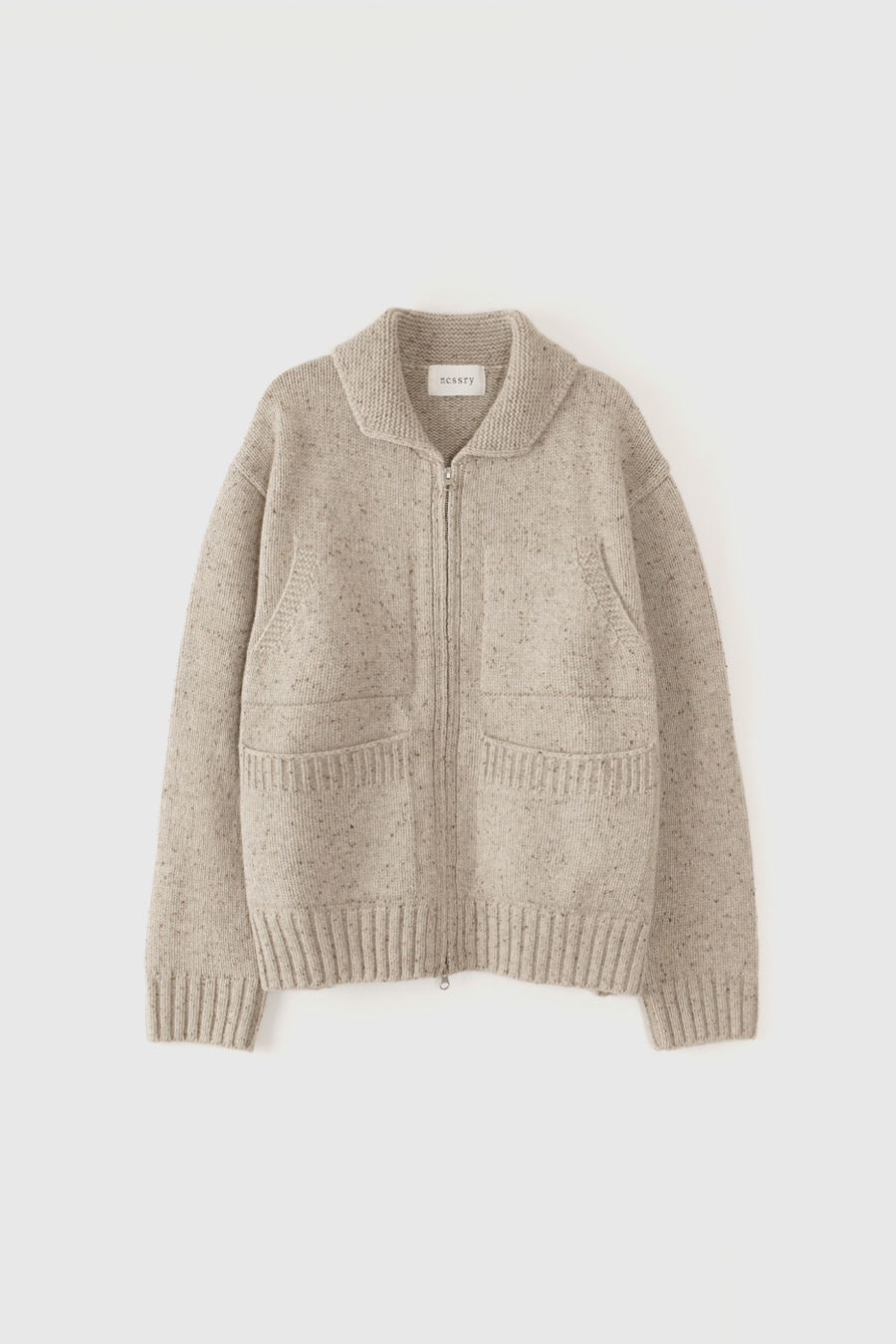 4pockets zip-up knit cardigan (Beige) - ncssry 4pockets zip-up knit cardigan (Beige) - ncssry