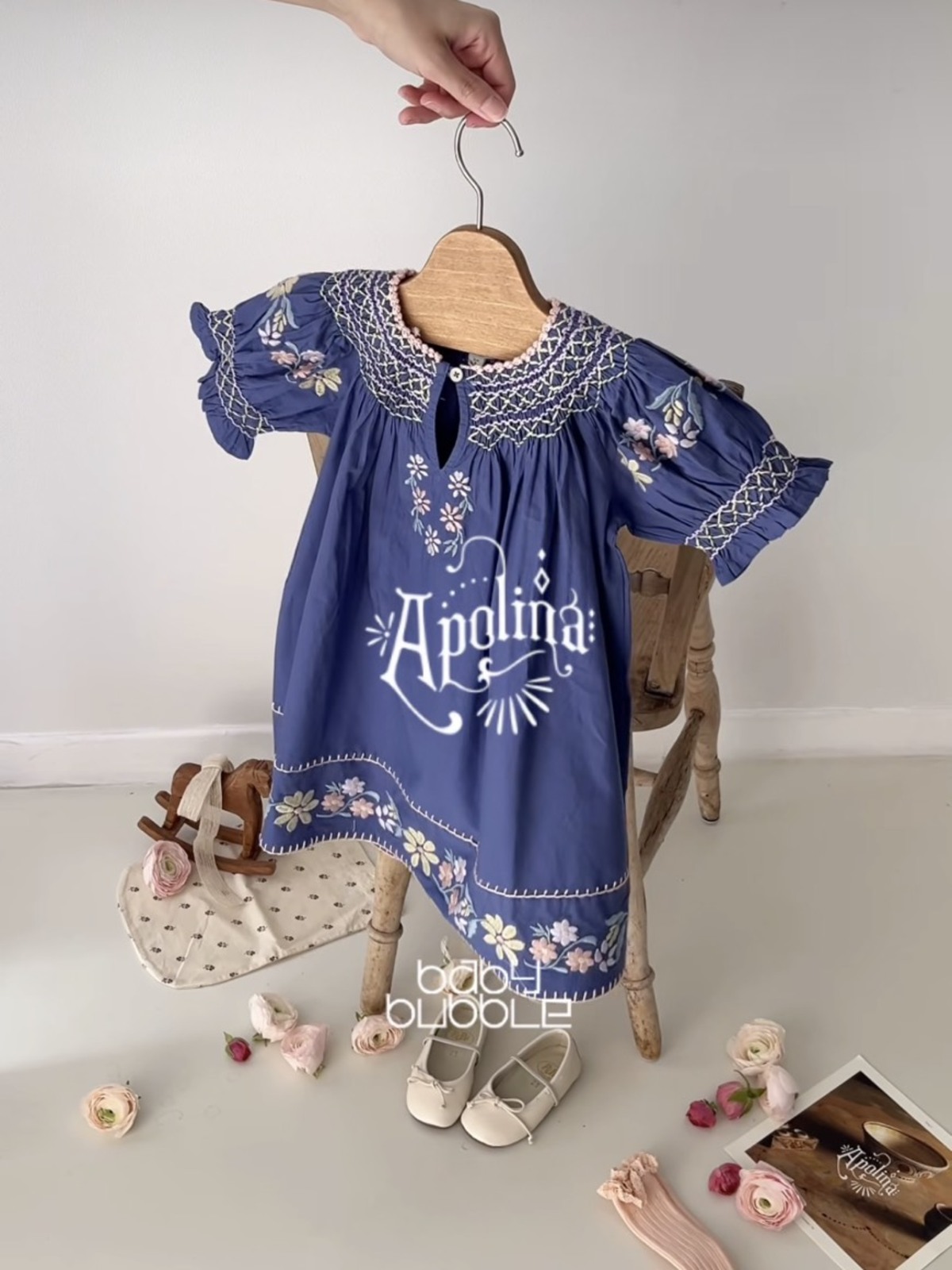 VERNA SMOCK DRESS - AZUL - 베이비버블