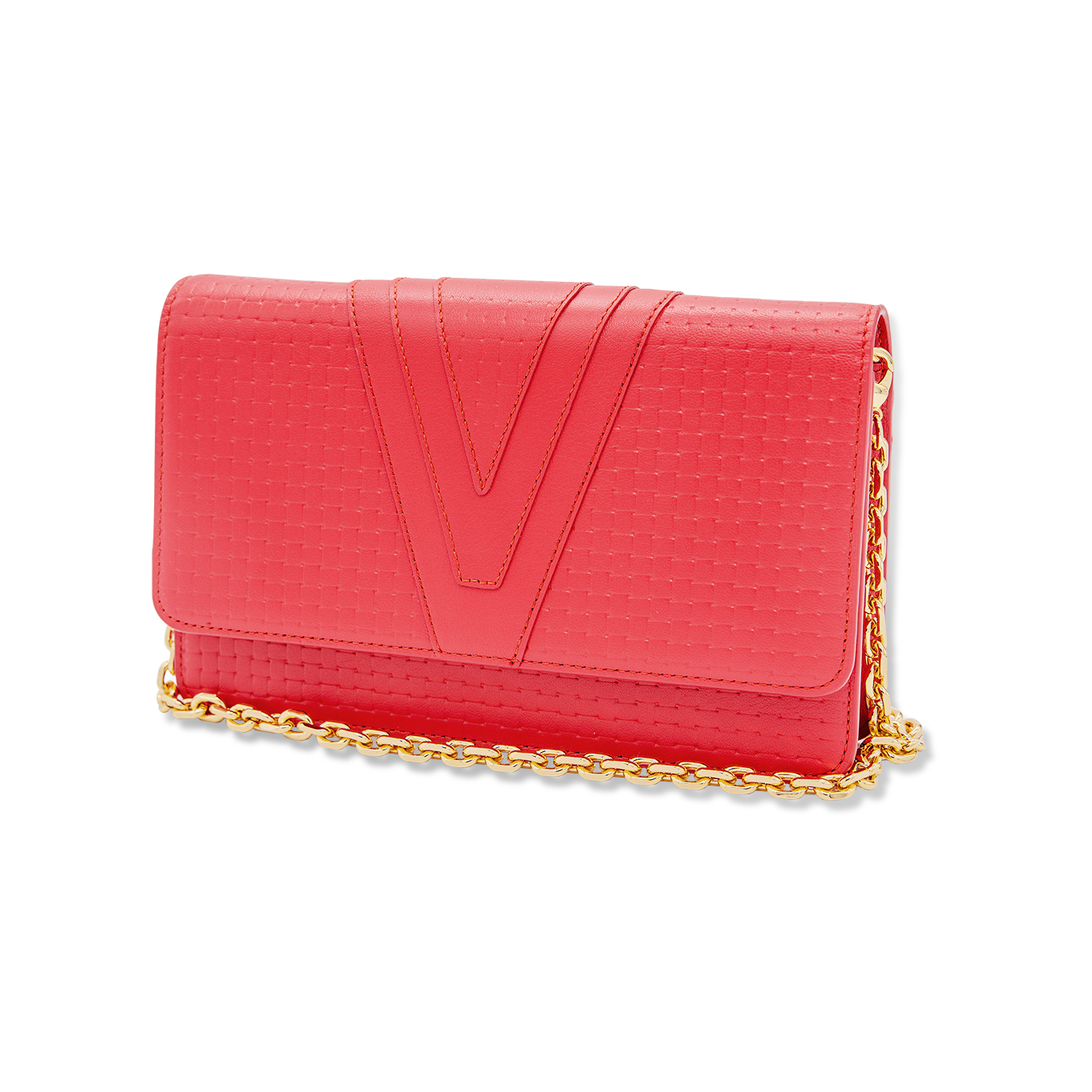 ORNATO CHAIN CROSS BAG  [RED] with Gold Chain