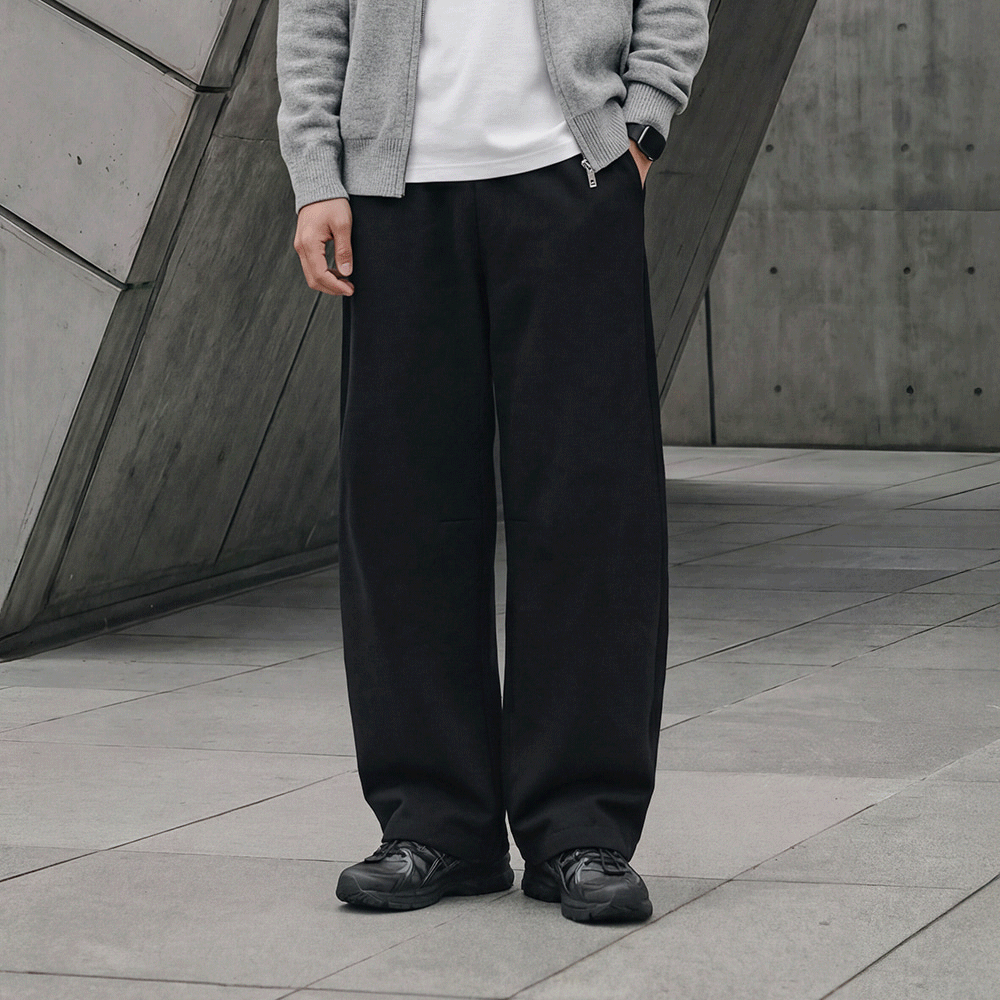 기모 커브드 벌룬 와이드팬츠