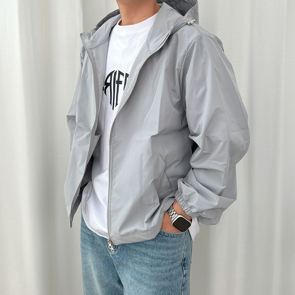 봄 가을 바스락 오버핏 스트링 후드 남자바람막이