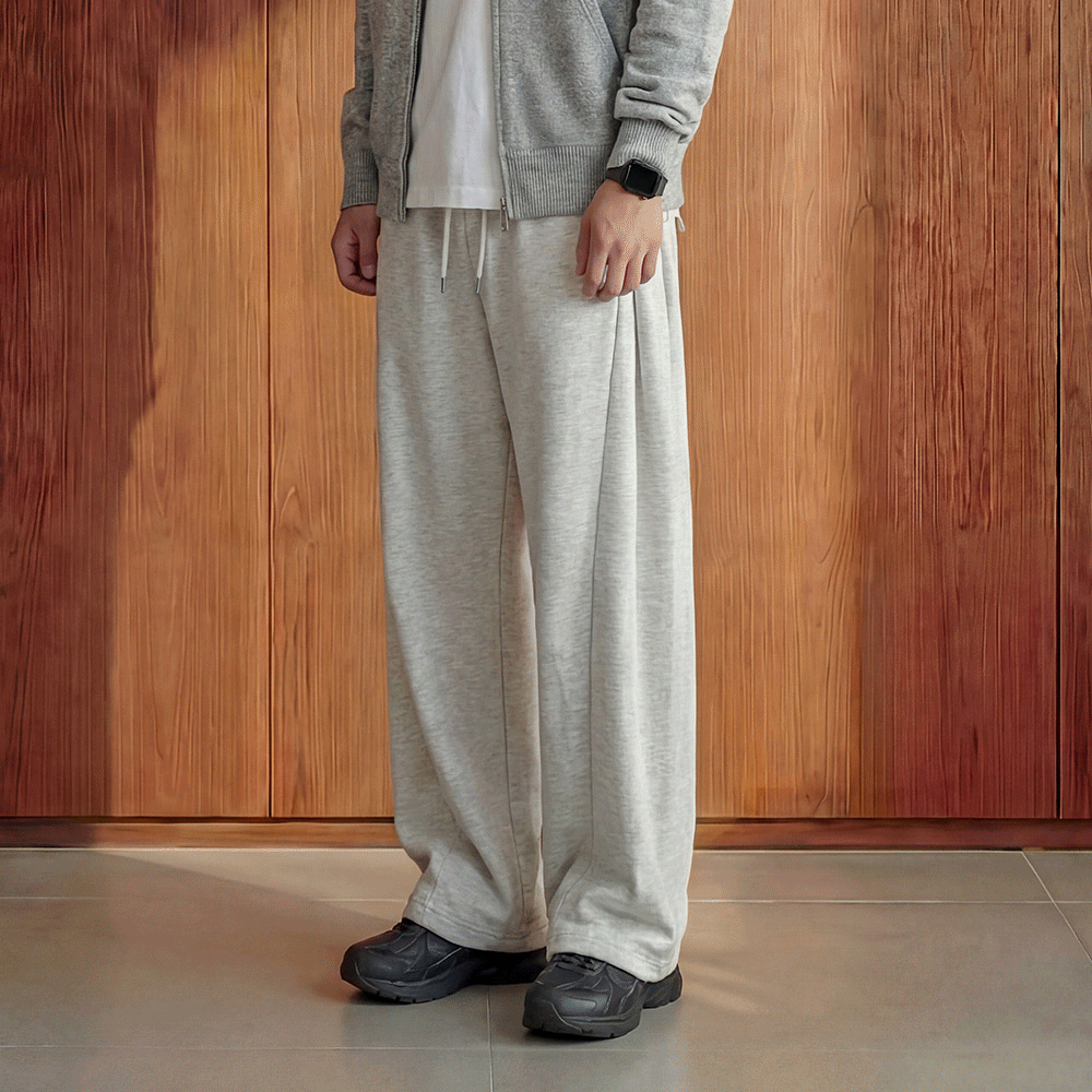 4color 와이드 핀턱 벌룬 트레이닝팬츠