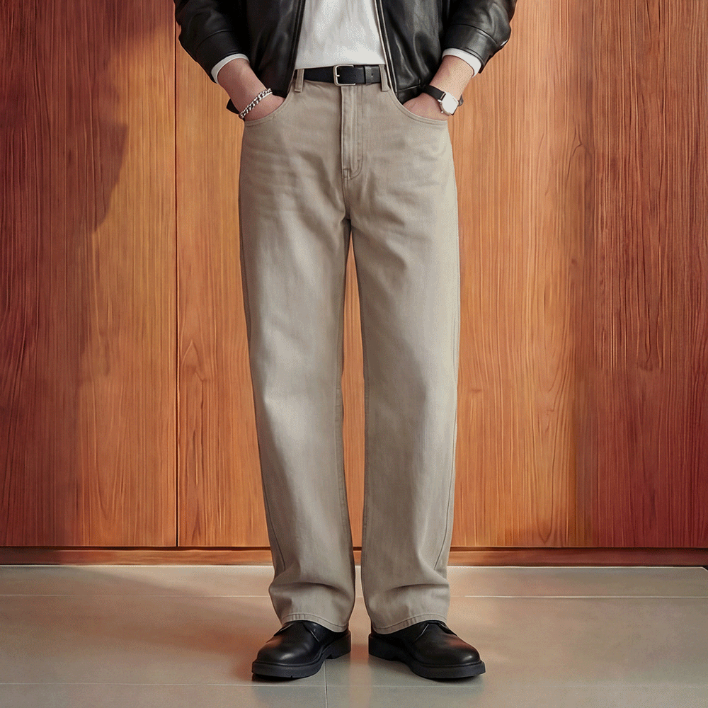 샌드 워싱 세미와이드 베이지 데님