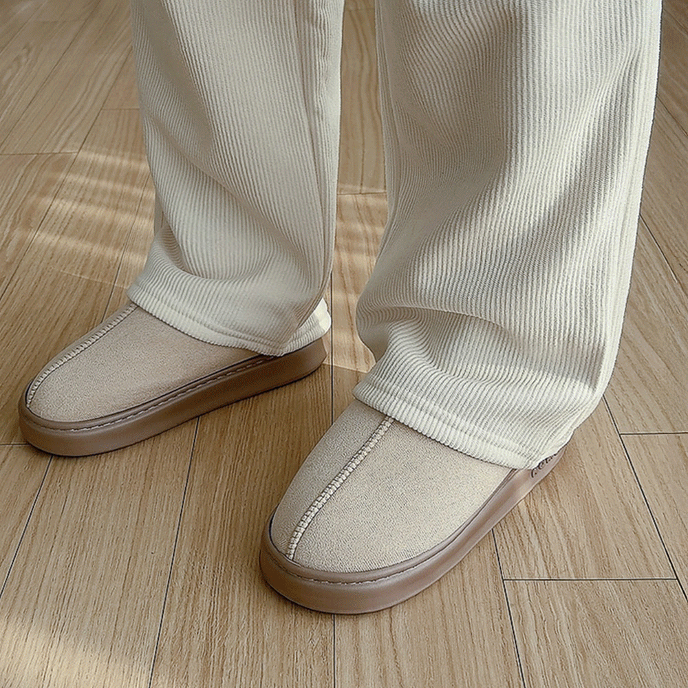 커플 스웨이드 방한 양털슬리퍼