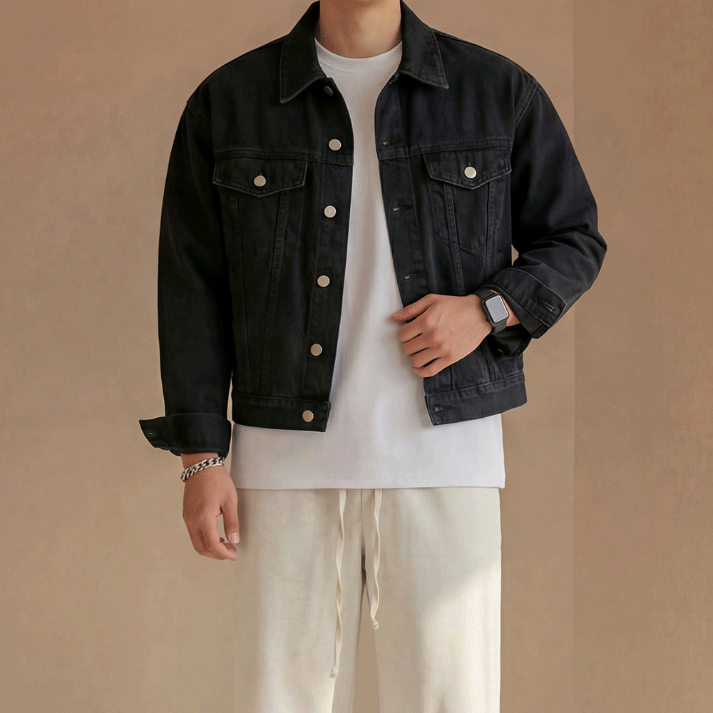 4color 오버핏 크롭 데님자켓