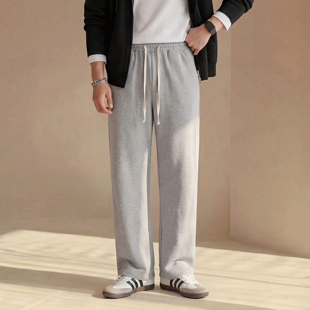 빅사이즈 세미 남자와이드팬츠 스판 트레이닝바지