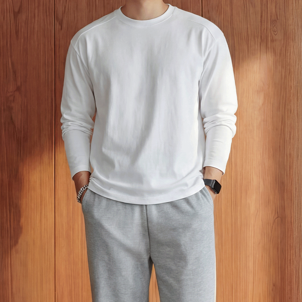 USA오버핏 레이어드 절개 긴팔티