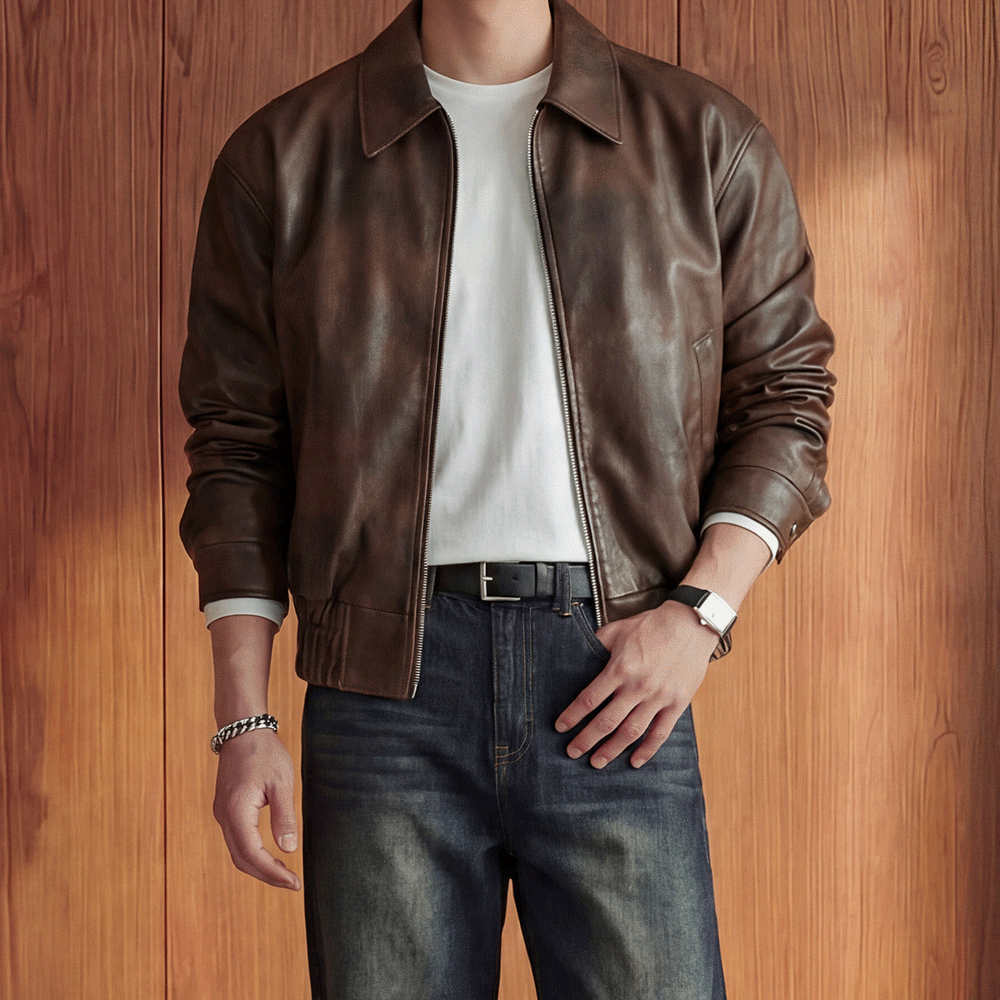 3color 오버핏 크롭 블루종 자켓