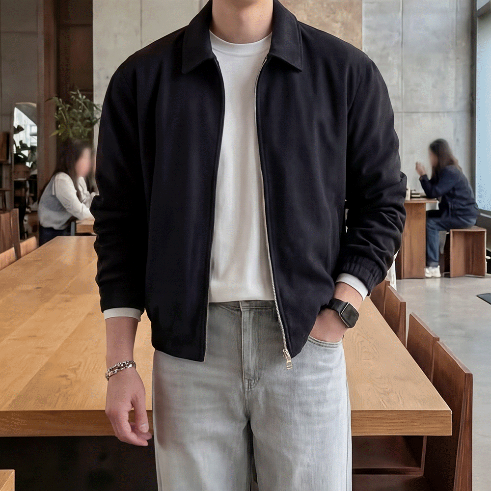 블랙 오버핏 스웨이드 블루종