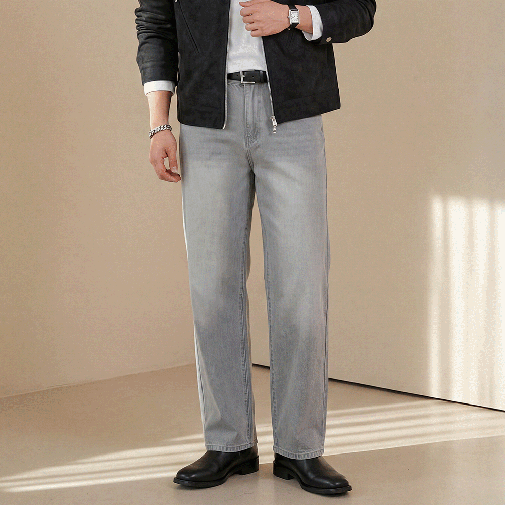 그레이쉬 워싱 세미와이드 청바지